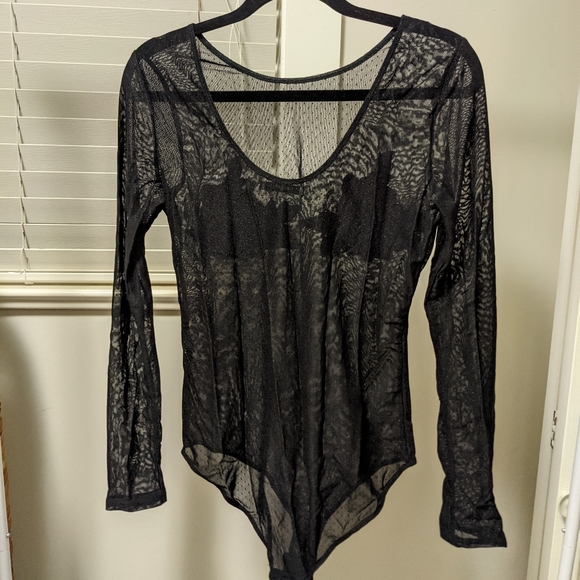 Sheer Embroidered Rose Polka Dot Bodysuit - Picture 6 of 10